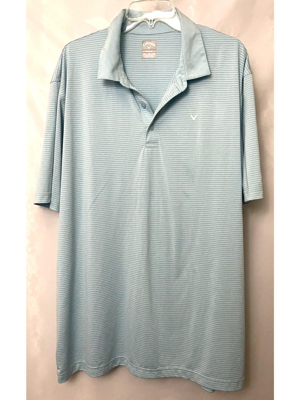 Callaway Opti Dri Performance Stripe Golf Polo Shirt Light Blue Men's XXL